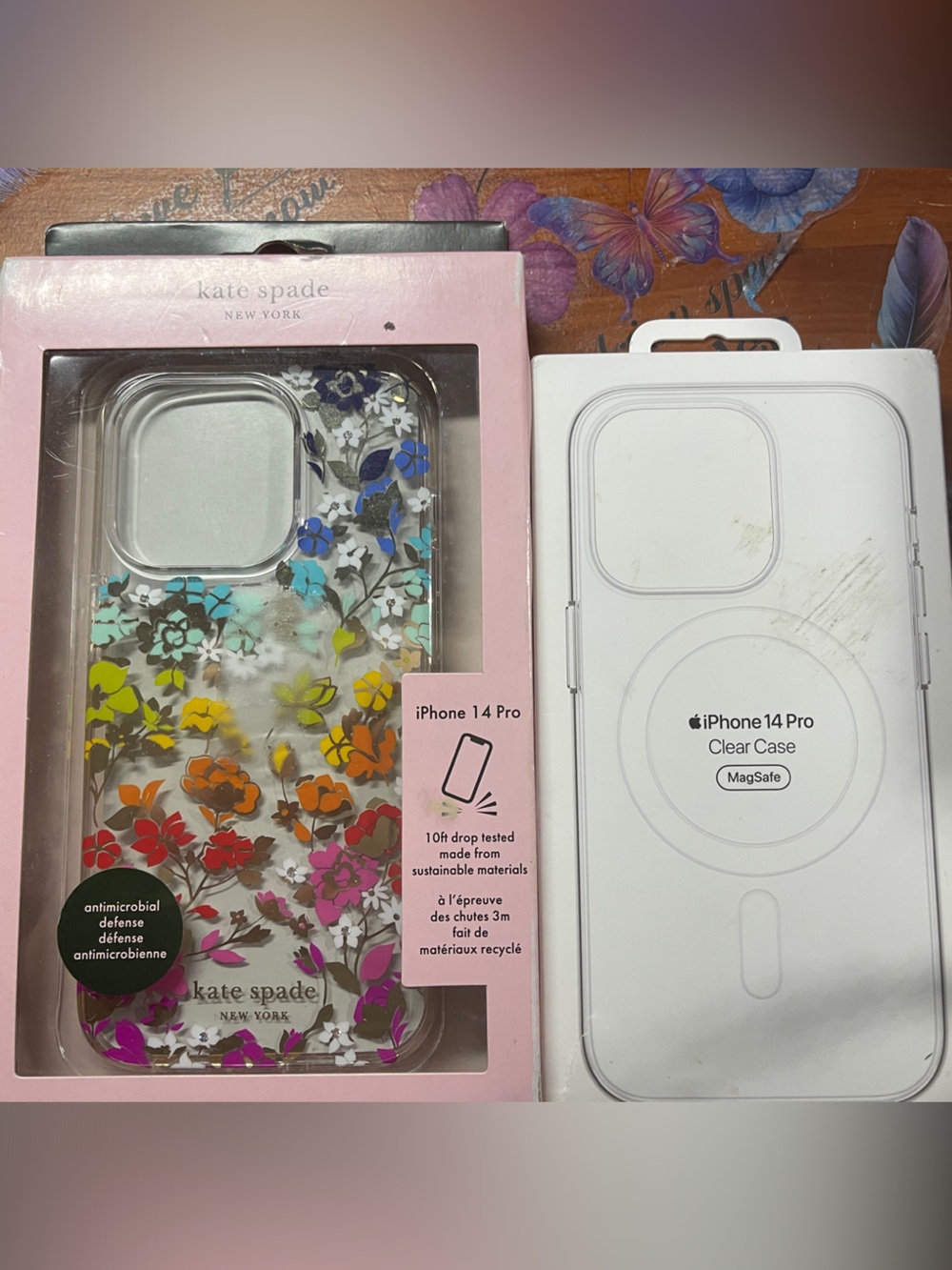 Kate spade Floral Case Multicolor Flowers & Apple clear case IPhone 14Pro set